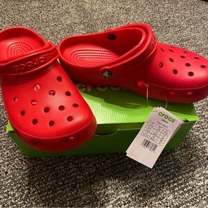 Varsity Red Crocs size 9 in women'ss and 7 in men’s